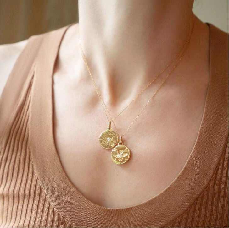 Modern Charm Necklaces Dandelion Intaglio Yellow Gold Pendant Monica Rich Kosann CH 41620